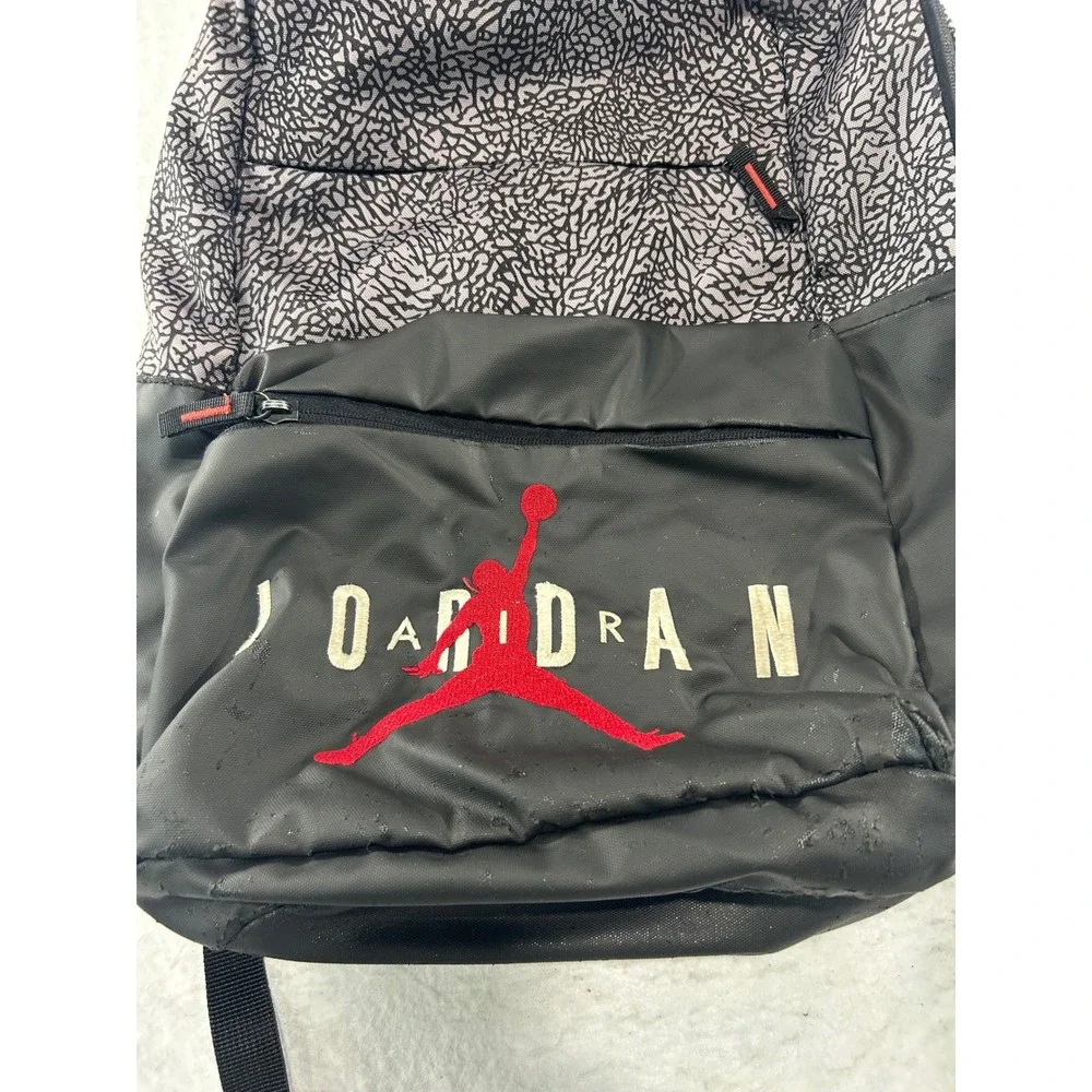 Jordan Elephant Print Backpack Black Grey Red Jumpman School Bag 617784-3591